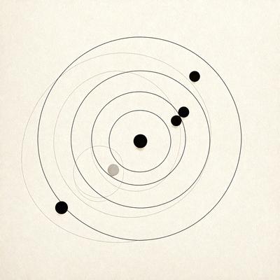 The primary subject of the image is a celestial diagram, which is a drawing or illustration of the solar system. The setting is a white background, and the visual style is a combination of digital art and illustration. The colors and mood of the image are predominantly white, giving it a clean and minimalist appearance.